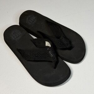 Reef Black Foam Flip Flop Sandals with Woven Straps